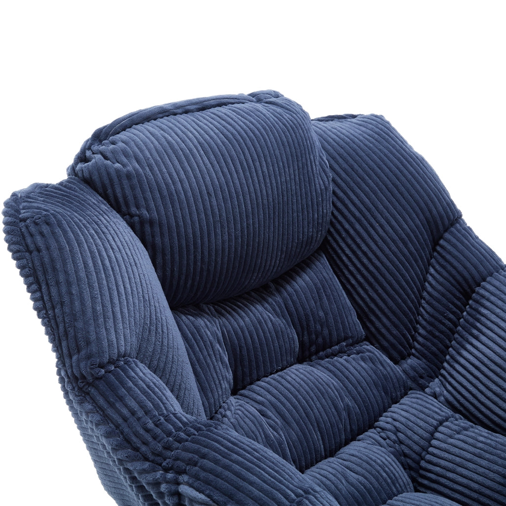 Poltrona Relax con Poggiapiedi e Braccioli ¨C MINIMAL ¨C Tessuto Blu Navy
