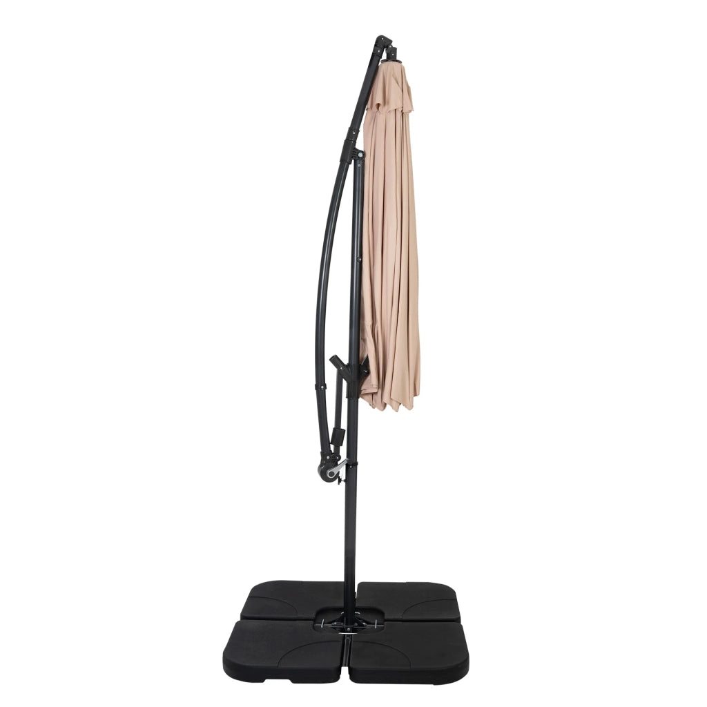 Ombrellone Decentrato 3m Beige Banana con Base Quadrata Riempibile