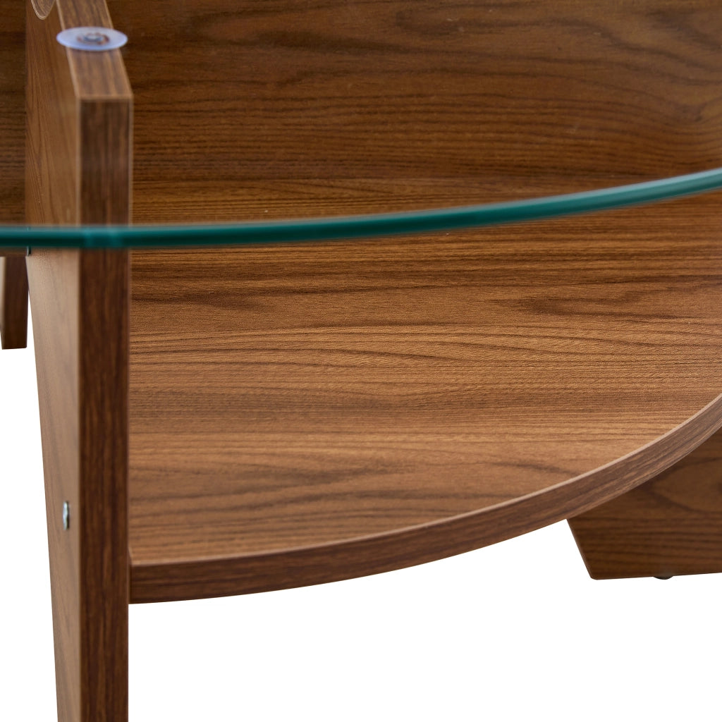 Tavolino da caffè con piano in vetro e base a ventaglio - per soggiorno - 80 x 36 cm