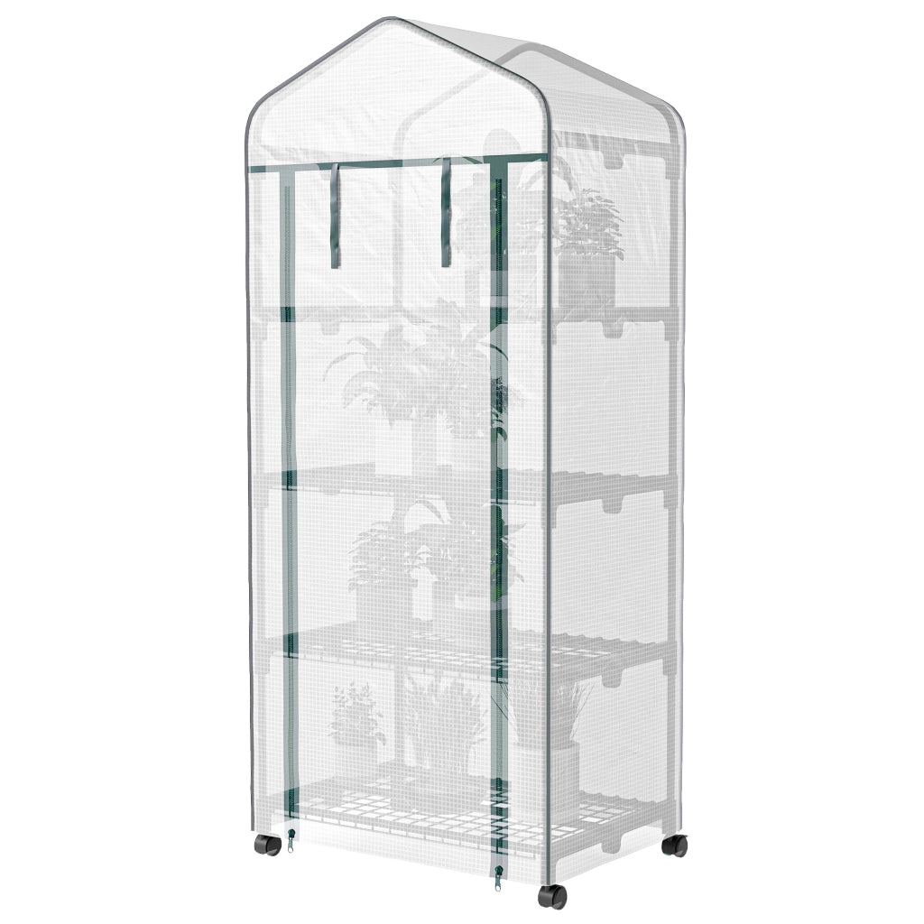 Serra da Giardino con Ripiani e Ruote ¨C zephmum ¨C Bianco 69x50x165 cm