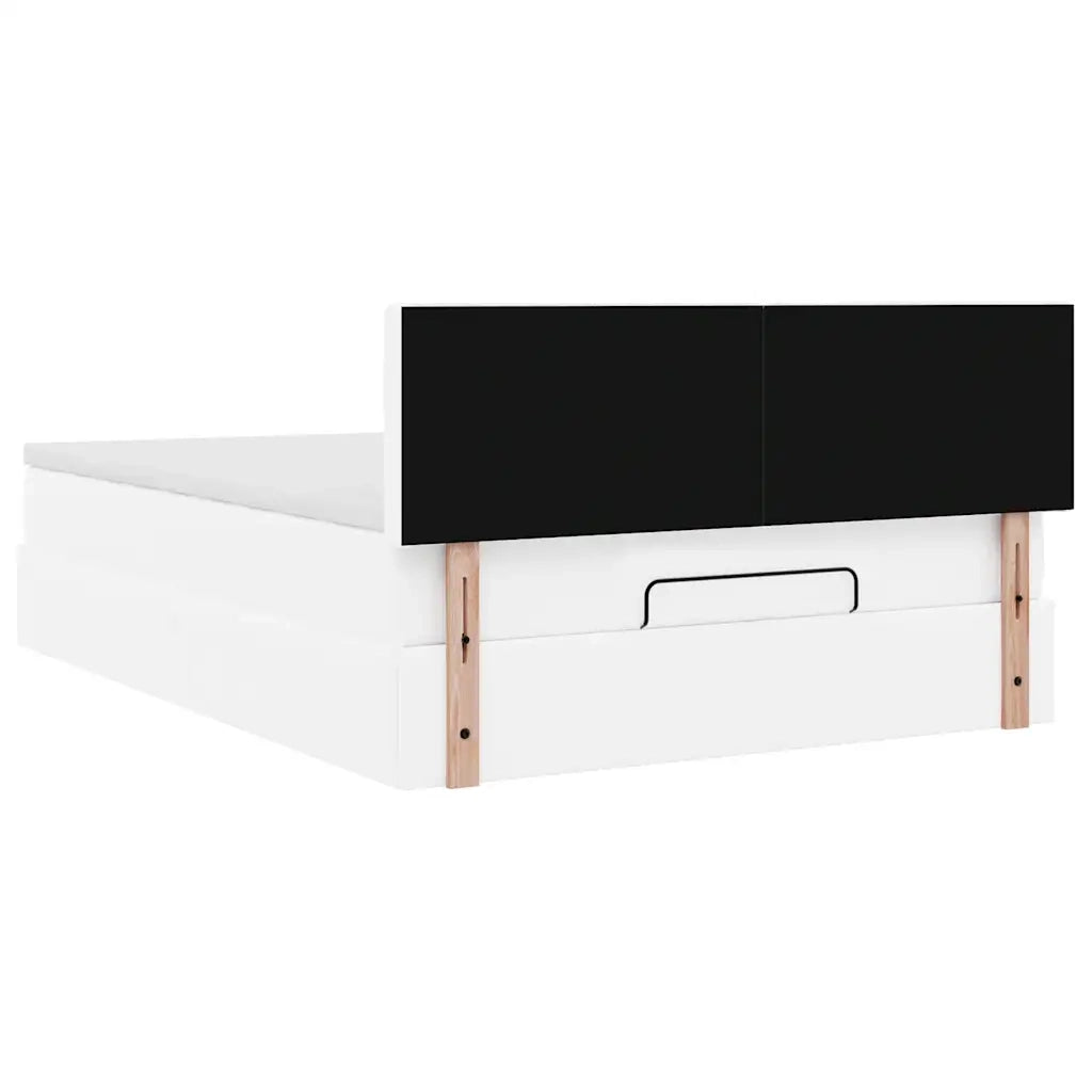 Pouf Letto con Materassi e LED Bianco Puro 140x200cm Similpelle 3312158