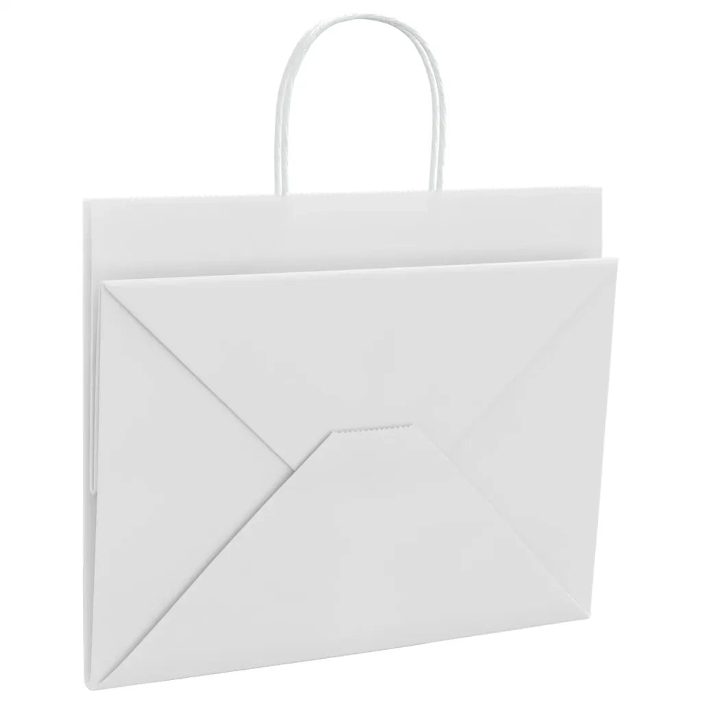 Sacchetti di Carta 250 pz con Manici Bianchi 32x22x24 cm