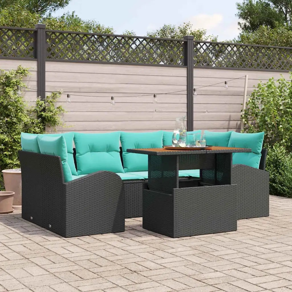 Set Divano da Giardino con archiviazione 7 pcs Nero Poly Rattan 3358279