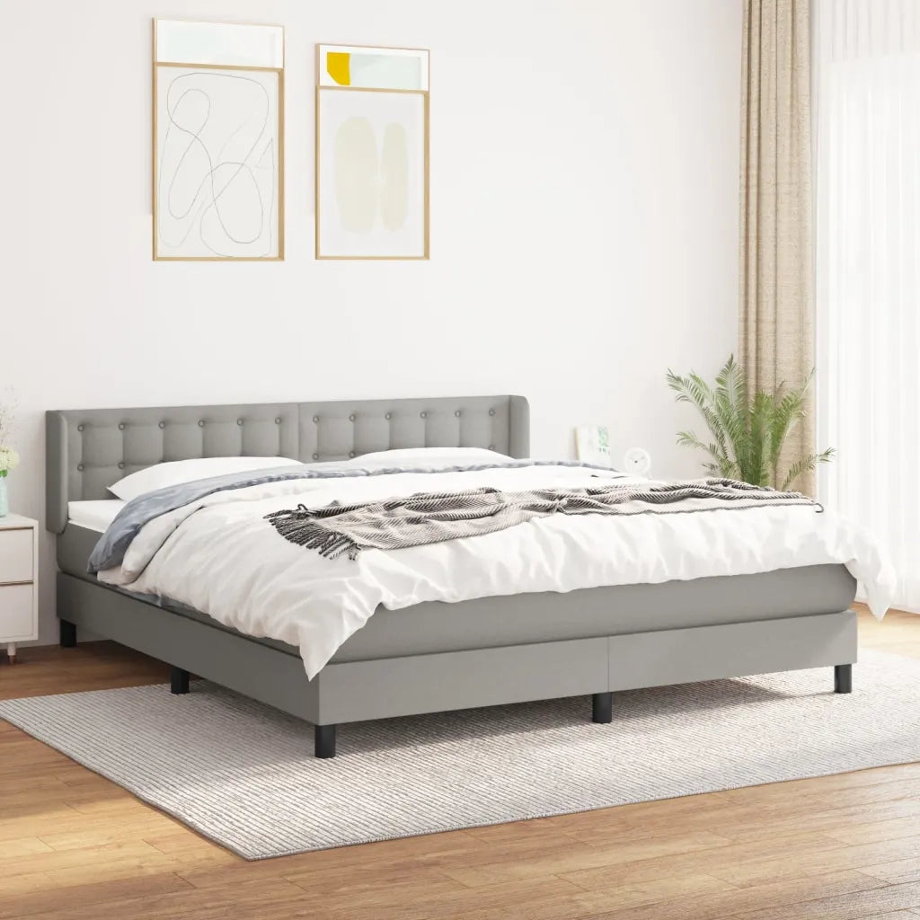 Giroletto a Molle con Materasso Grigio Chiaro160x200 cm Tessuto cod mxl 45566