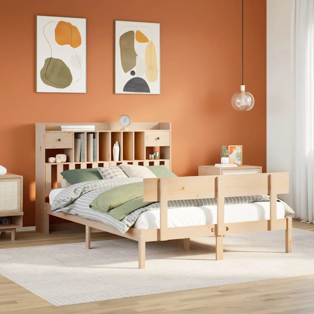 Letto Libreria senza Materasso 140x190 cm in Legno di Pino 3321826