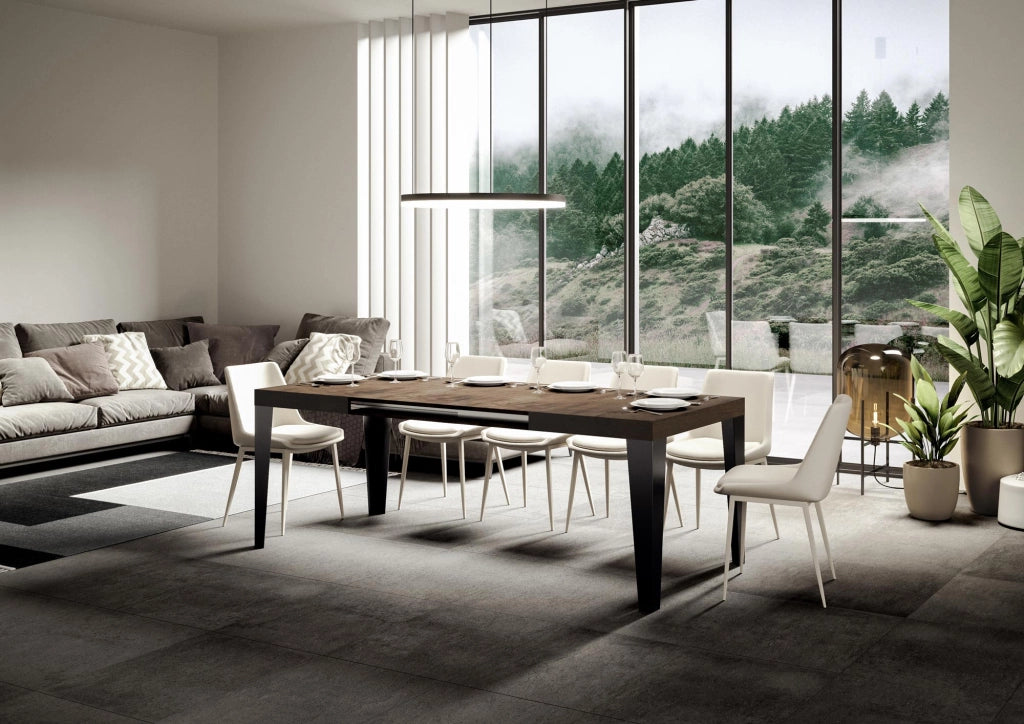 Tavolo allungabile 90x140/244 cm Flaris Noce telaio Antracite