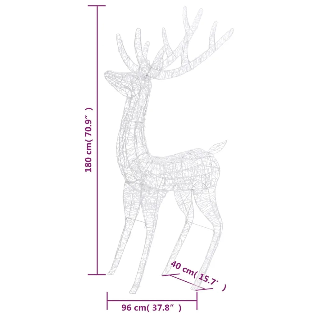 Renne di Natale XXL in Acrilico 250 LED 180 cm Colorata 329788