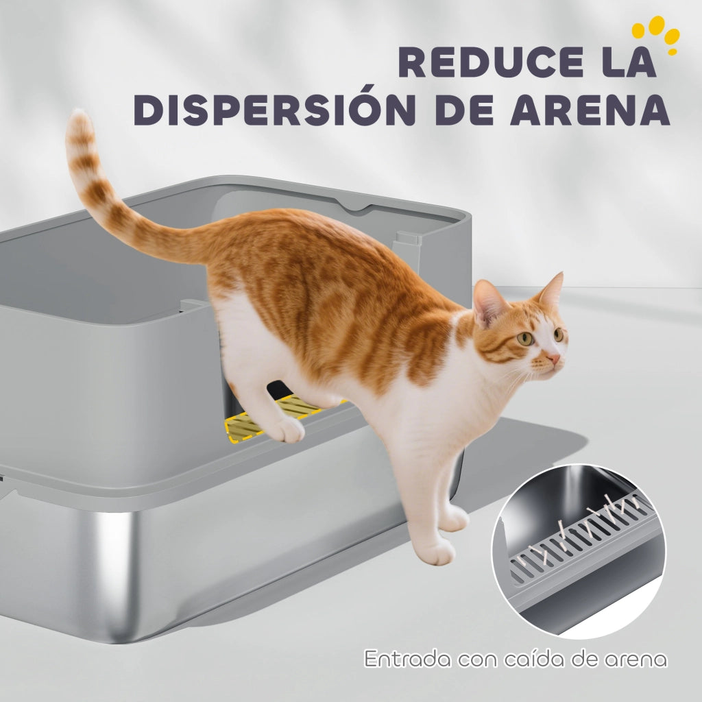 Arenero per Gatti XL ¨C zephmum ¨C Grigio Acciaio Inox 60x40x29.5 cm