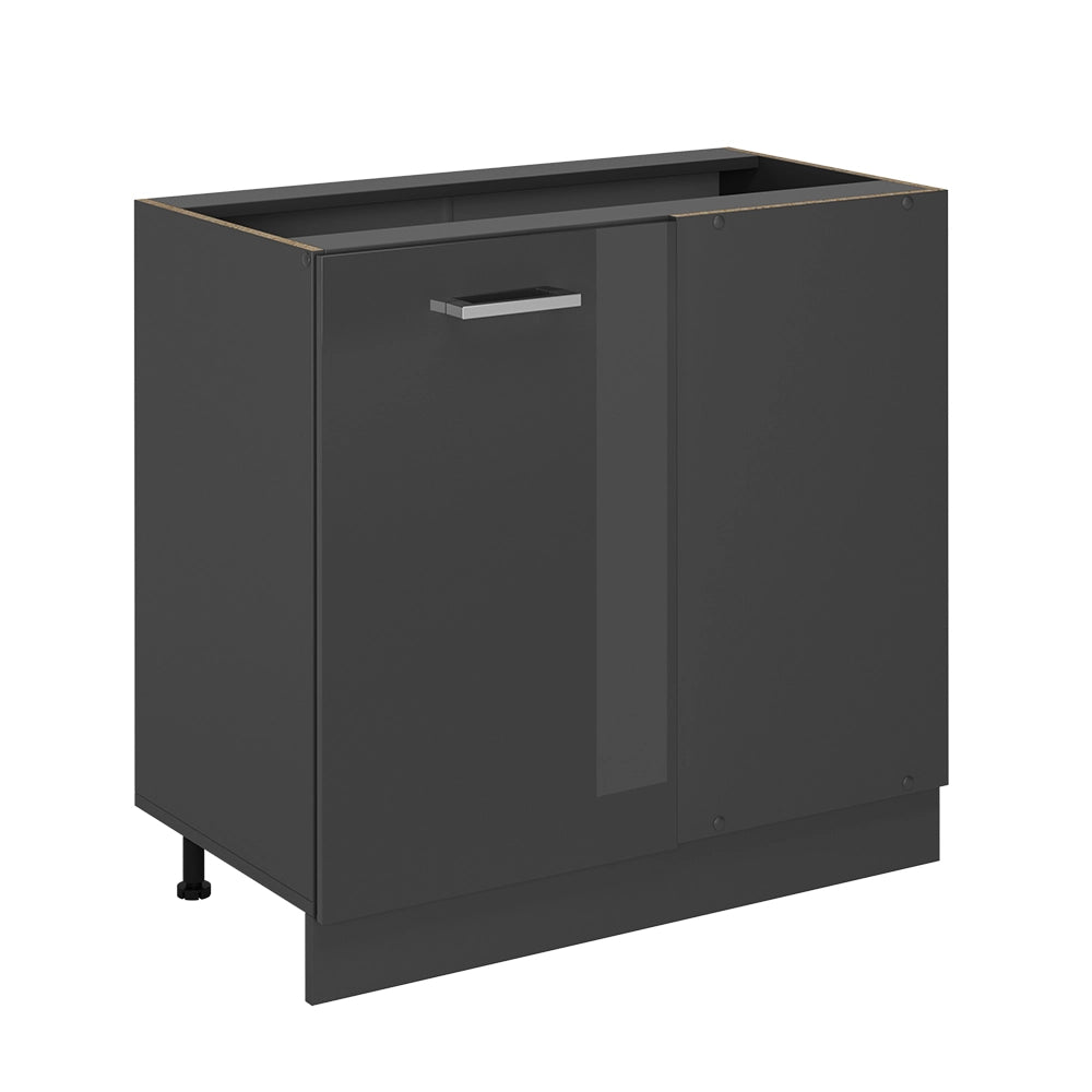 Mobile ad angolo cucina R-Line Antracite lucido/Antracite 86 cm senza piano di lavoro Vicco
