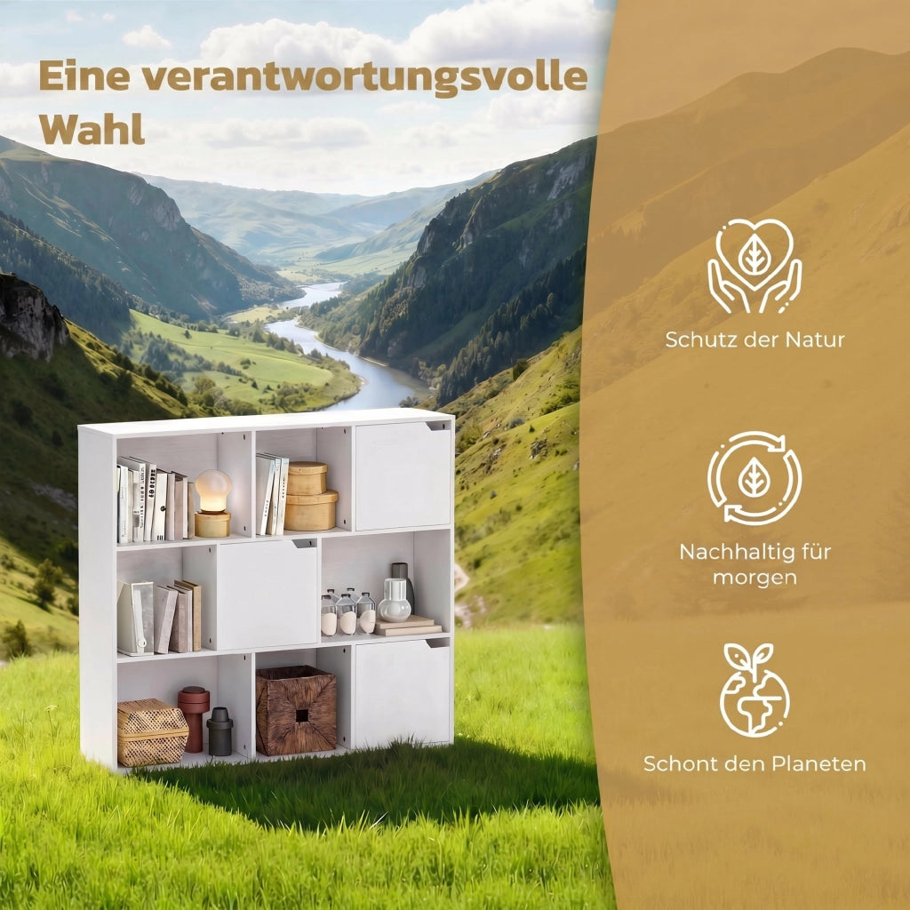 Libreria con Ante e Ripiani Aperti ¨C Zephmum ¨C Bianco Truciolato 100x30x200