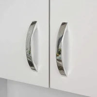 Credenza da Cucina e Soggiorno, Credenza Moderna in Legno Bianco, 2 Armadietti, Mensole Regolabili, 1 Ripiano Aperto e 3 Cassetti, 80x39.5x183.5cm