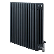 Radiatore Tradizionale 4 Colonne Orizzontale Antracite & Valvole 600 x 605 mm