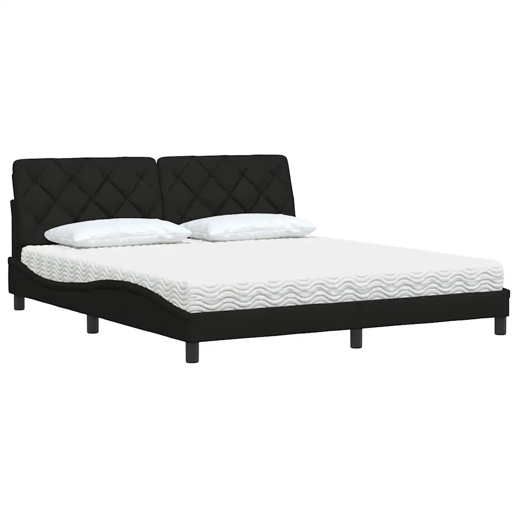 Letto con Materasso Nero 180x200 cm in Tessuto 3310757