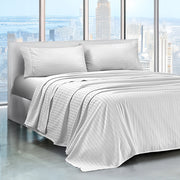 Completo Letto Lenzuola Matrimoniale in Raso Cotone Set Biancheria Letto Tinta Unita Prodotto Certificato OekoTex Due Piazze,Tinta Unita Lenzuolo sopra, sotto e Federe Bianco