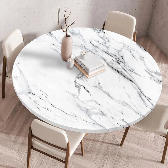 Tavolo rotondo coperto con elastico, copertura tavolo rotondo, copertura tavolo elastica con antiscivolo, tavolo rotondo coperto, lavabile, adatto per casa, hotel, ristorante, esterno, giardino (pietra, 90 cm)