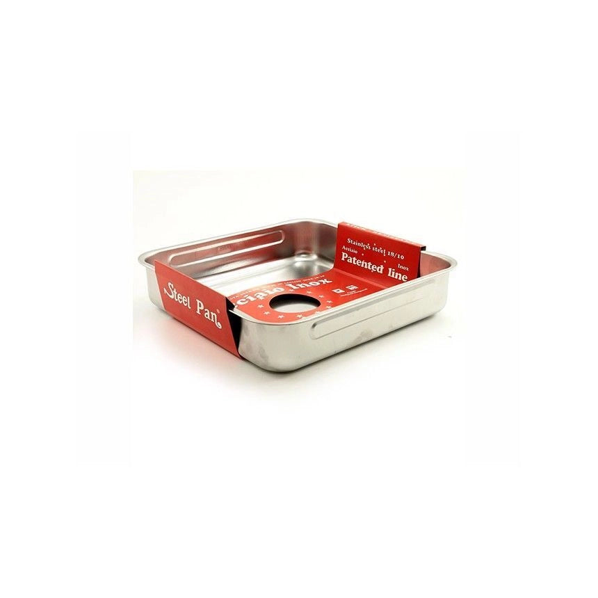 Steel Pan 10494 Teglia Quadrata Alta in Acciaio Inox 36x36 cm con Rivestimento Antiaderente colore Acciaio