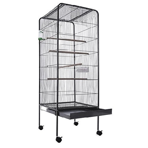 Voliera Gabbia Grande Pappagalli Canarini Parrocchetti con 4Ruote H150cm Metallo
