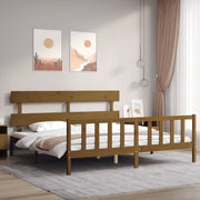 Giroletto con Testiera ambra 200x200 cm in Legno Massello 3193294