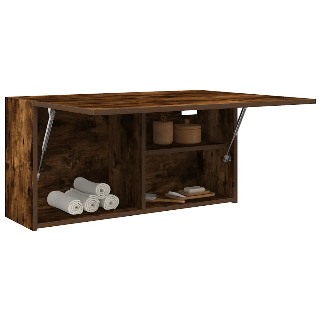 Mobile da Bagno a Parete Rovere Fumo 80x25x40 cm in Truciolato 860089
