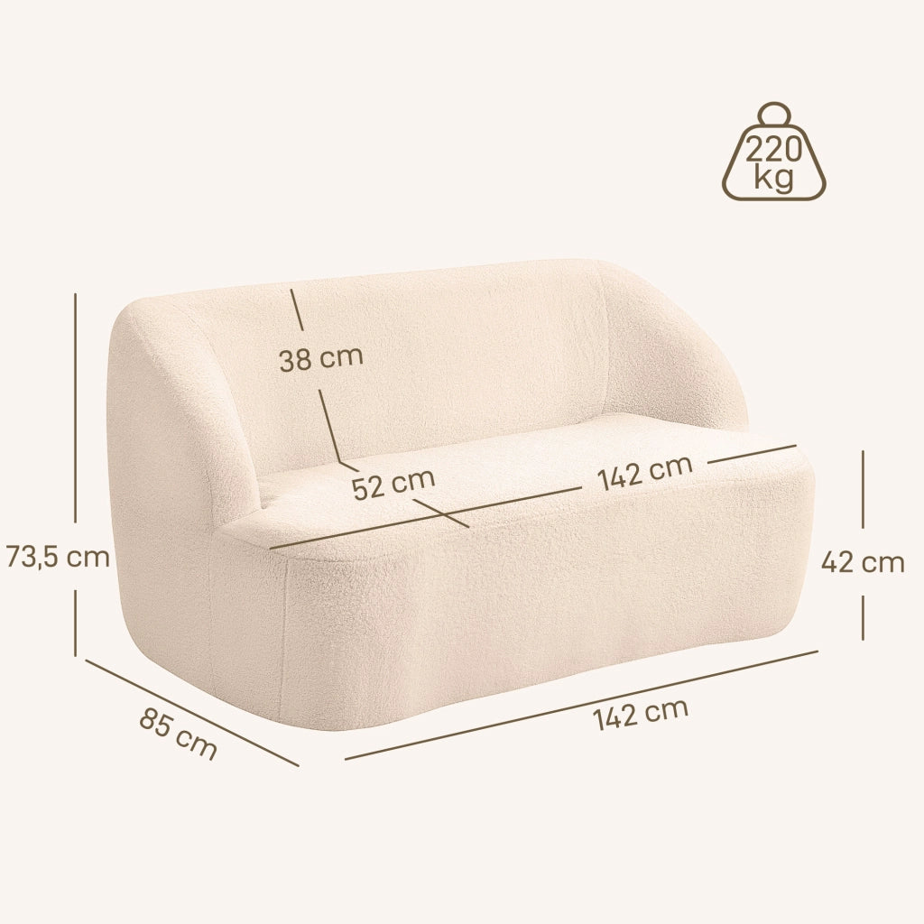 Divano 2 posti tessuto bouclette beige ¨C zephmum ¨C 142 cm