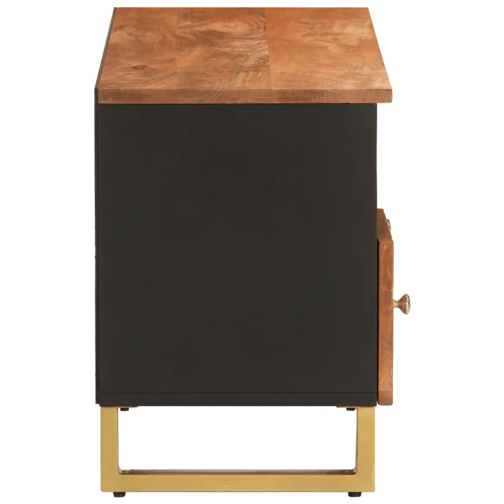 Mobile TV | Armadietto TV | Mobile Porta TV Marrone e Nero 100x33,5x46 cm in Legno di Mango