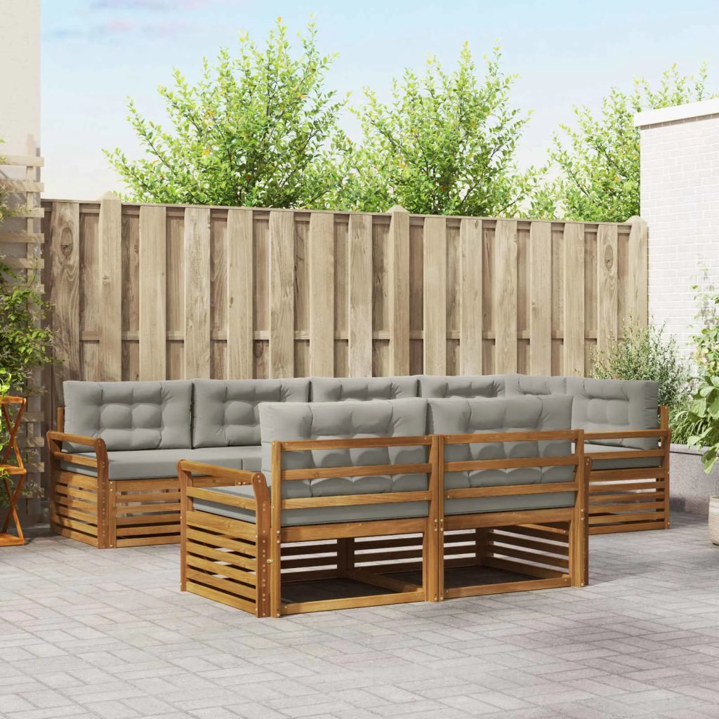 Set di divani da esterno 7 pcs Grigio Naturale e Chiaro