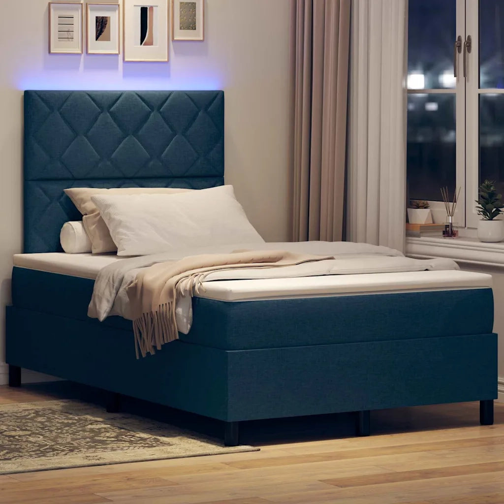 Letto a molle con materasso con led Blu 120 x 190 cm Tessuto
