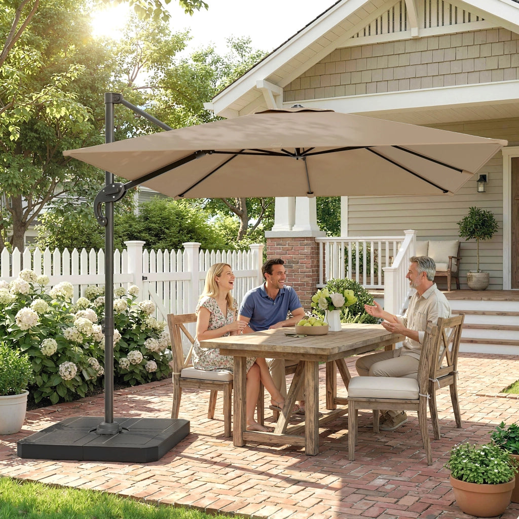 Parasol d¨¦port¨¦ carr¨¦ per giardino esterno ¨C zephmum ¨C kaki 2.4x2.4m, mastro in alluminio