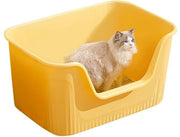 Ciotola per gatti, ciotola per gatti in plastica, coperchio apribile, inclusa paletta gratuita, bordo rimovibile, facile da pulire, 55 x 39 x 26 cm