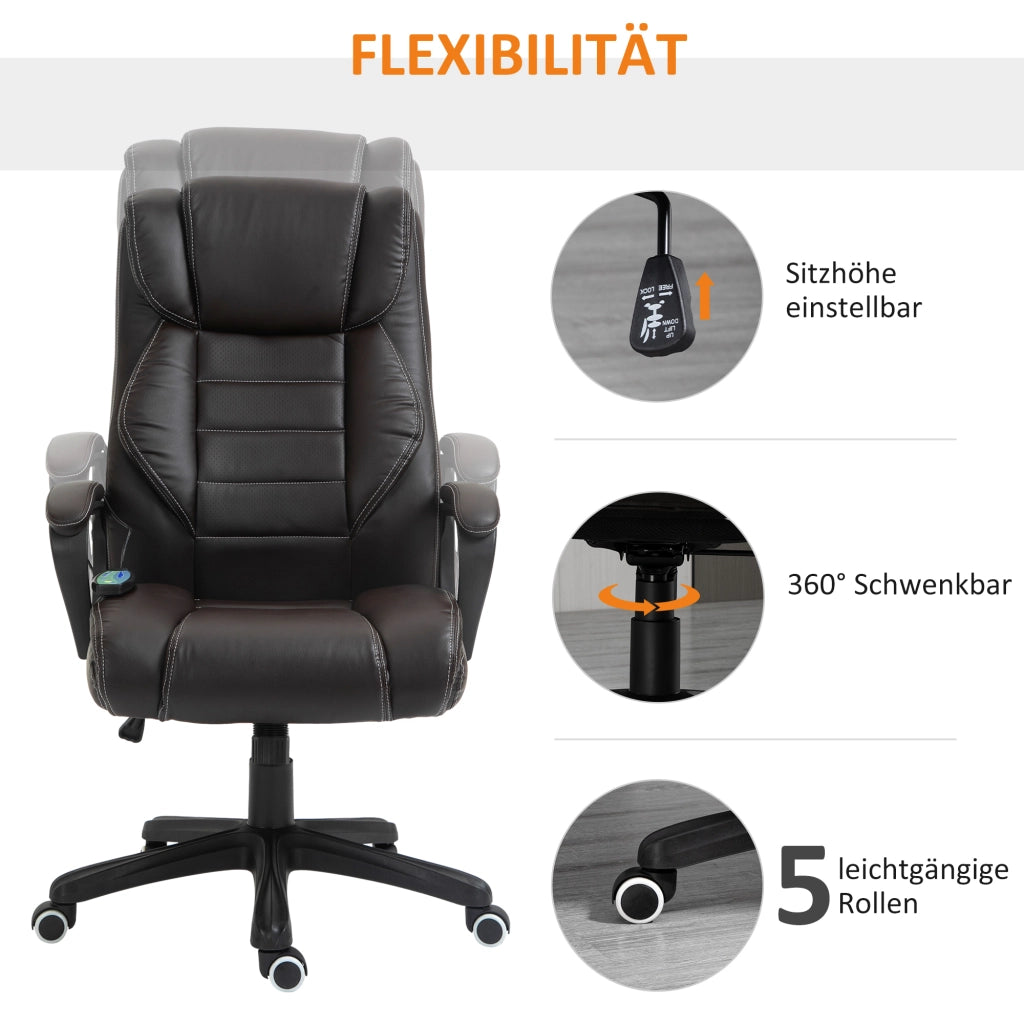 Sedia da ufficio ergonomica con massaggio e schienale regolabile ¨C zephmum ¨C marrone