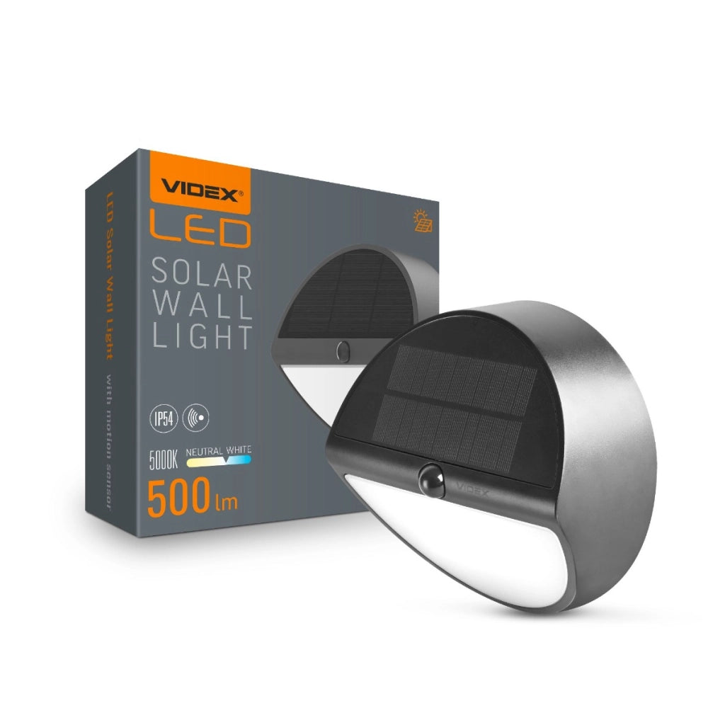 Applique solare LED tonda 500lm sensore movimento IP54 Videx