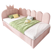 Letto Estraibile 90x200 cm e 90x190 cm; Divanetto Reversibile - in Velluto - Rosa