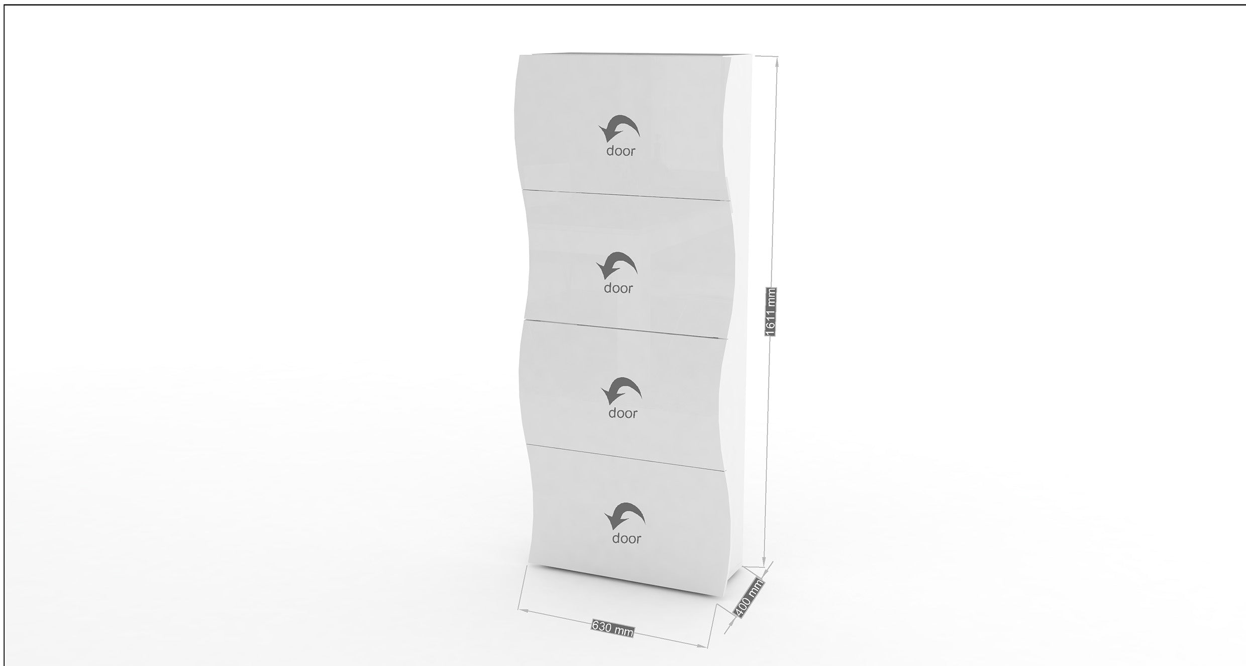 Scarpiera Moderna 4 Ante A Ribalta ONDA Bianco Lucido