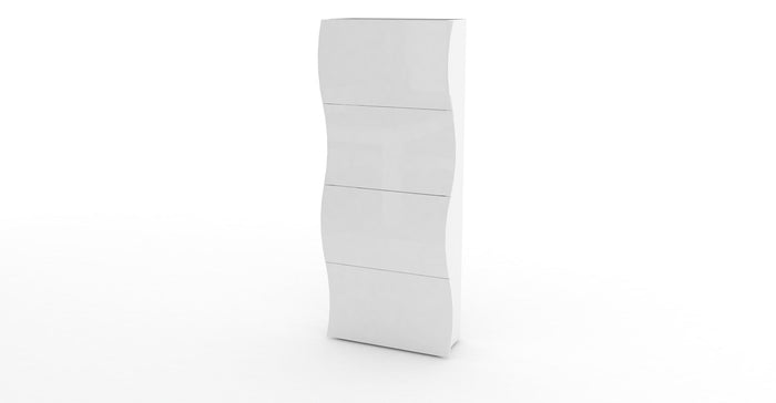 Scarpiera Moderna 4 Ante A Ribalta ONDA Bianco Lucido
