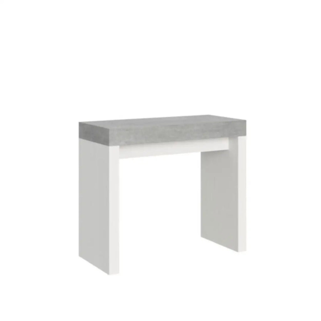 Consolle allungabile 90x40/196 cm Roxell Mix Small piano cemento - struttura bianco frassino