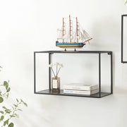 Mensola da Parete Notodden Telaio Rettangolare 60 x 25 x 35 cm Acciaio Nero [en.casa]