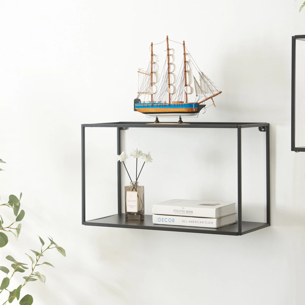 Mensola da Parete Notodden Telaio Rettangolare 60 x 25 x 35 cm Acciaio Nero [en.casa]
