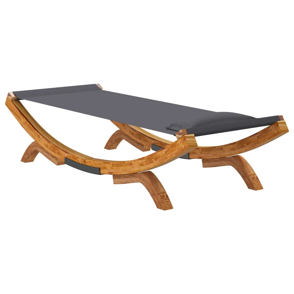 Lettino Prendisole 100x188,5x44 cm in Legno Curvato Antracite 313948