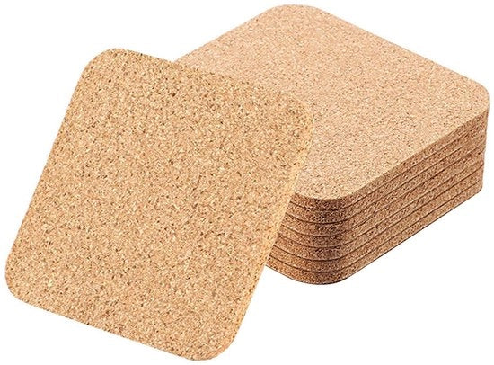 Pacco di 8 sottopiedini per bicchieri, 3 mm di spessore, 10 cm di diametro, sottopiedini antiscivolo in vetro per uso domestico, cucina, soggiorno, camera da letto, ufficio, caffè o bar, resistente al calore, riutilizzabile (formato quadrato)