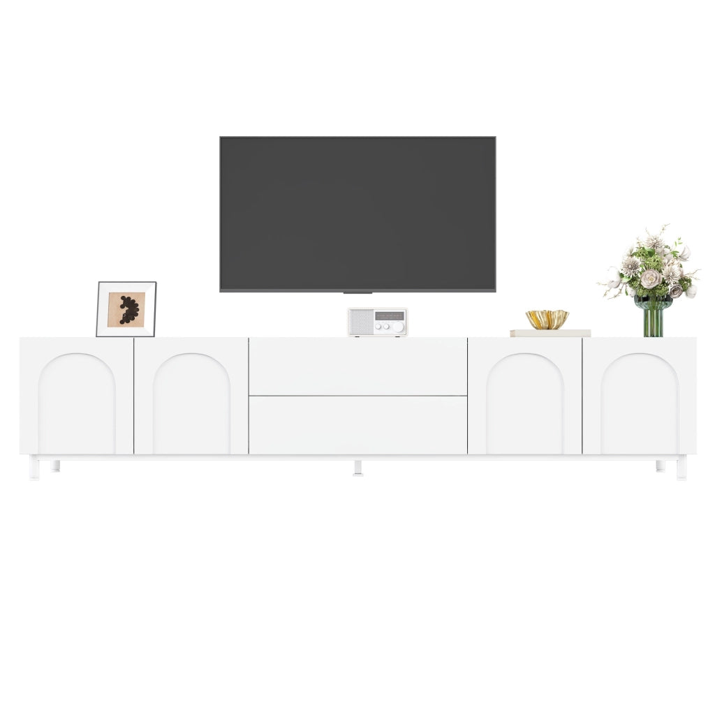 Mobile TV bianco con 4 ante e 2 cassetti; 180x40x48 cm