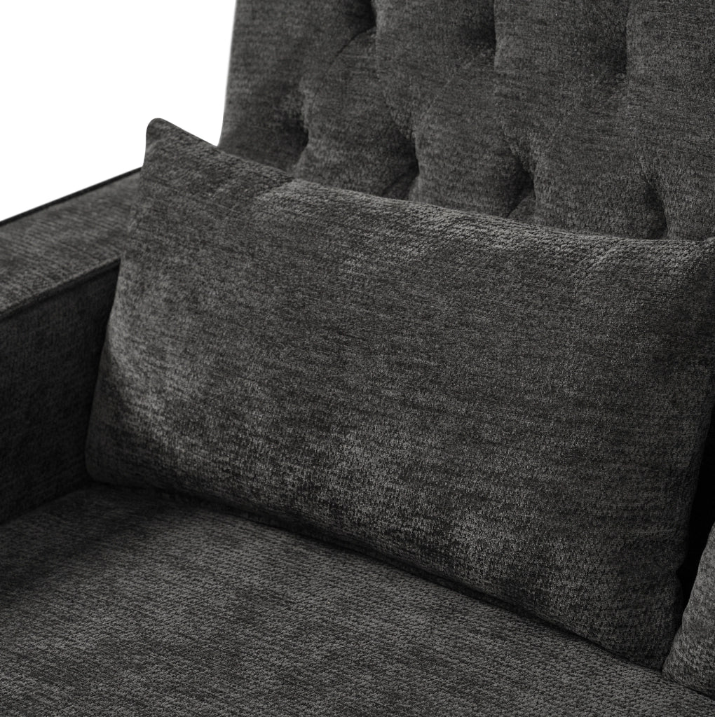 Divano letto 140x137x84 cm convertibile con schienale reclinabile in chenille grigio