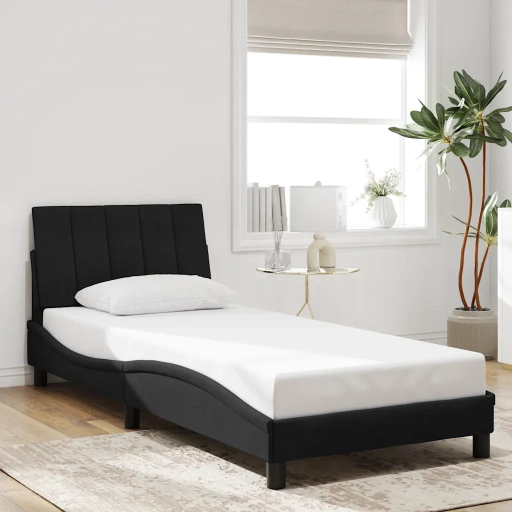 Giroletto con Testiera Nero 90x190 cm in Vellutocod mxl 114965
