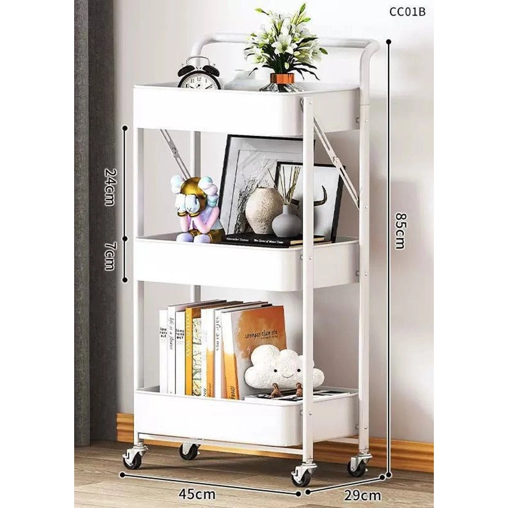 Trade Shop - Carrello Pieghevole Da Viaggio Cucina Con Maniglia In Acciaio Stoccaggio Mobile Con Ruote -