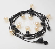 GFIN04- CATENA LUMINOSA 10 ATTACCHI PER LAMPADINE E27 PER ESTERNI IP44 10MT NERA