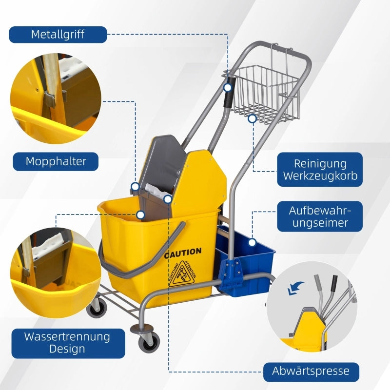 CARRELLO PULIZIA 25 L 72x49,5x95 cm Metallo Blu con strizzatore