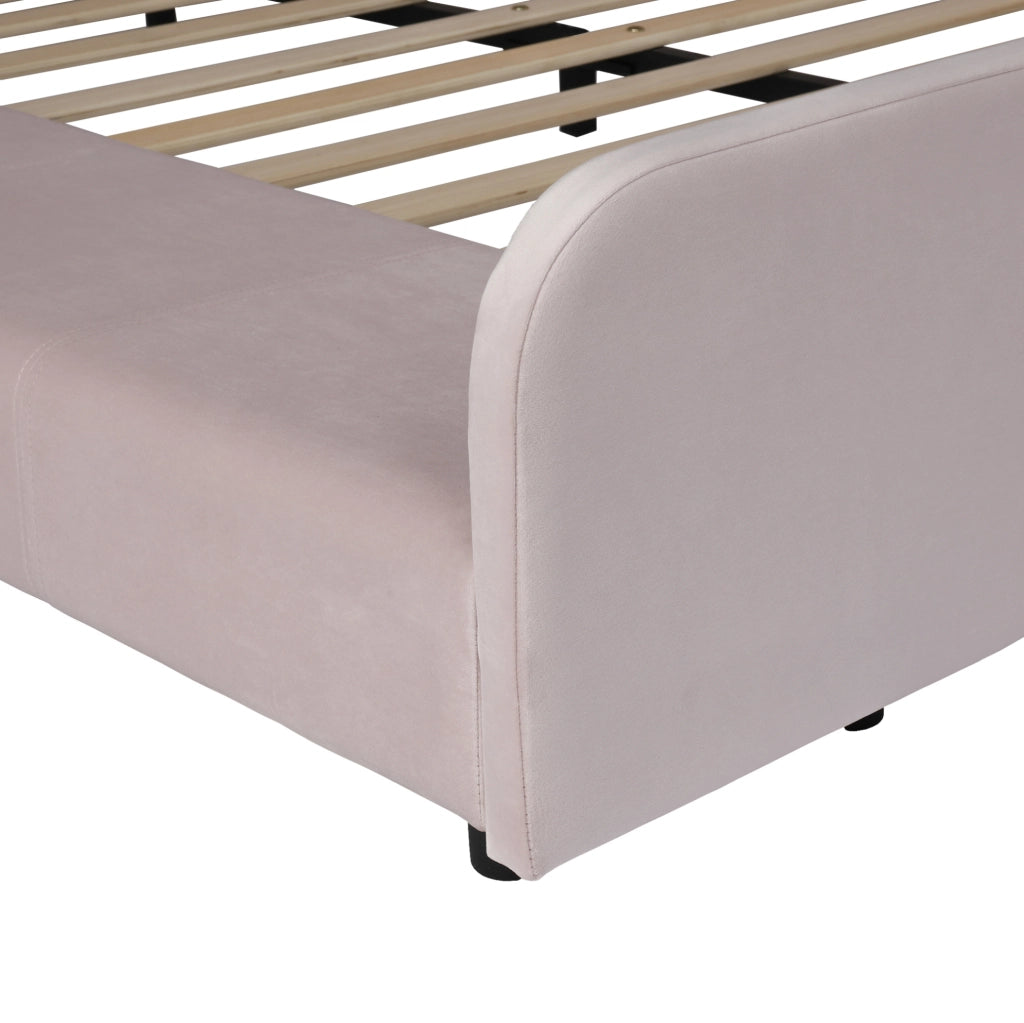 Letto imbottito 140x200 cm con scrivania; sgabello e ripiano in velluto rosa