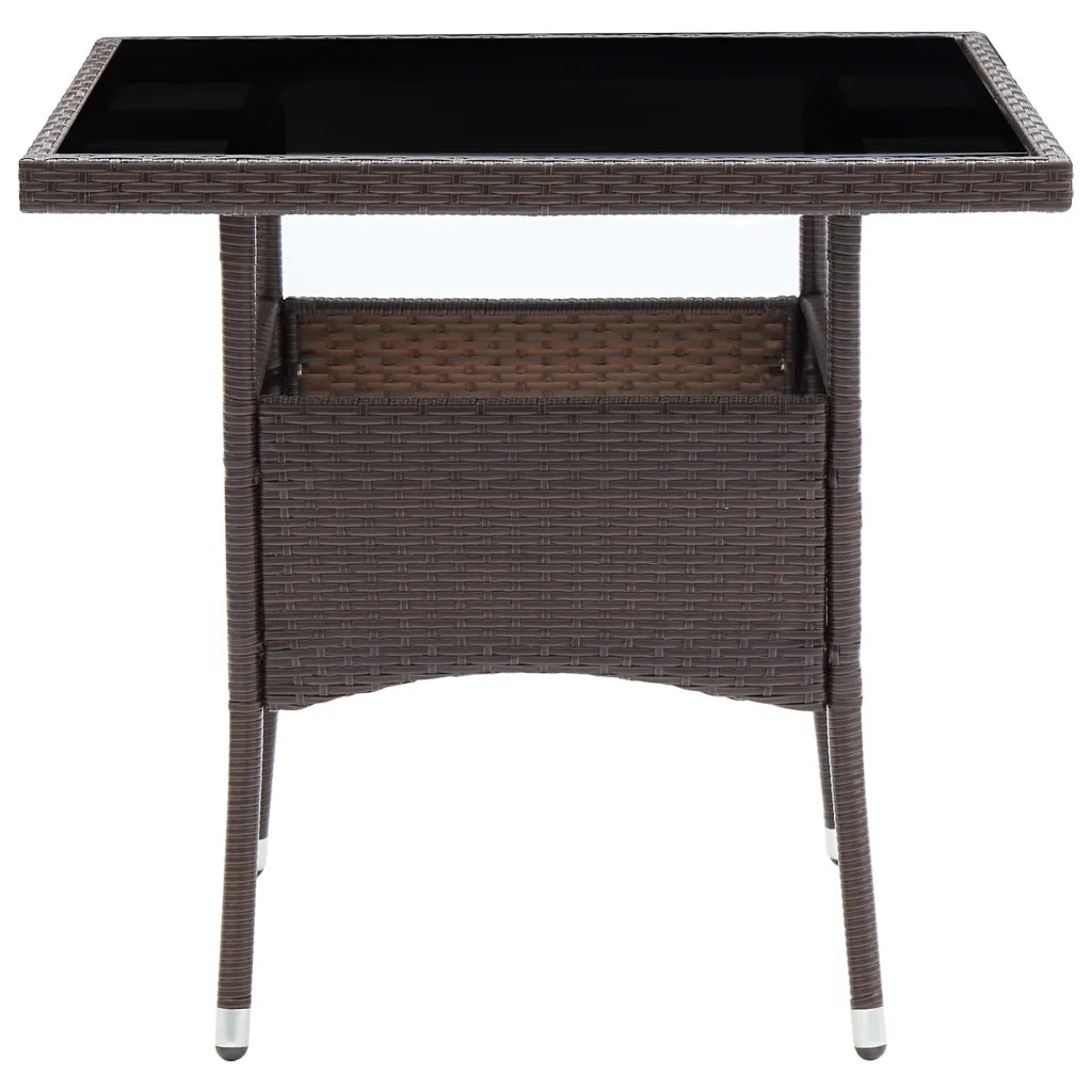 Set da Pranzo da Giardino 5 pz Marrone in Polyrattan e Vetro cod mxl 39357