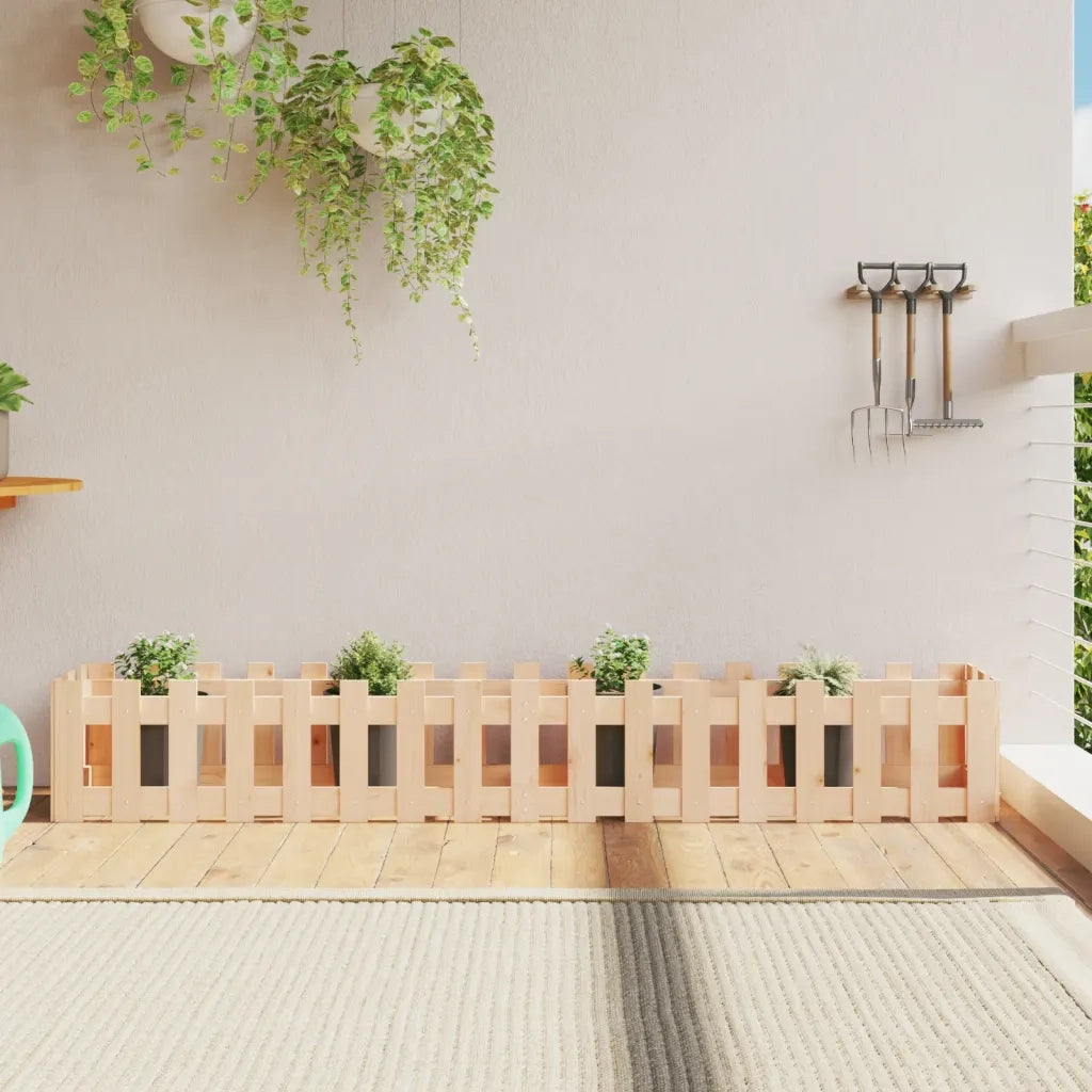 Fioriera | Cassetta per fiori | Vaso Rialzata Giardino a Recinzione 200x30x30cm Legno Pino