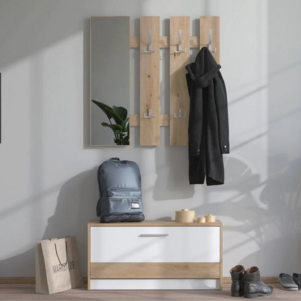 Viggiano, Mobile da Ingresso Specchio Incluso, 91.5x28x202h cm Bianco