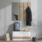 Viggiano, Mobile da Ingresso Specchio Incluso, 91.5x28x202h cm Bianco